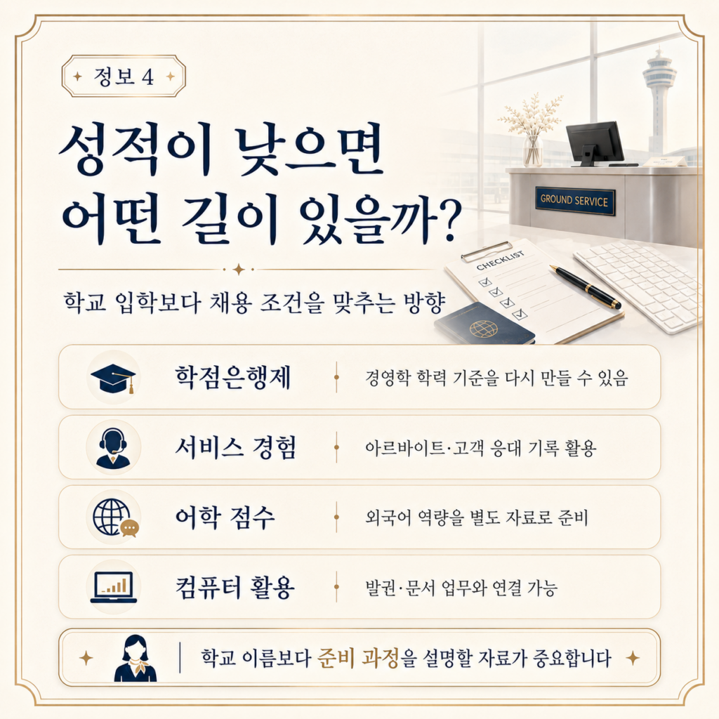 승무원 관련학과 학점 개선