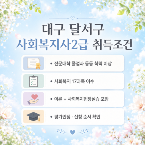 대구 달서구 사회복지사2급 조건