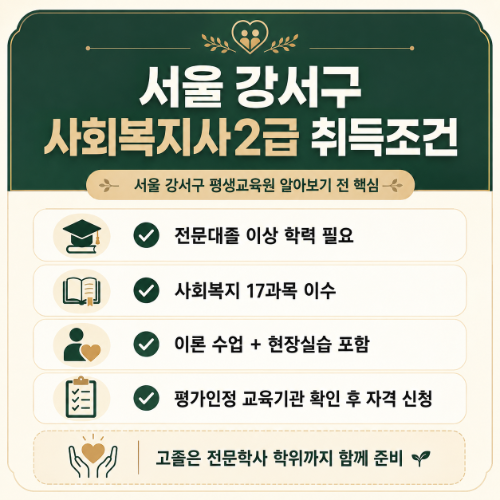 서울 강서구 사회복지사2급 취득조건