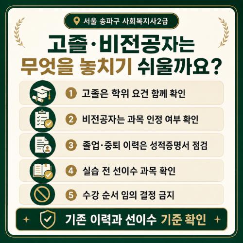 서울 송파구 사회복지사2급 놓치기 쉬운 것