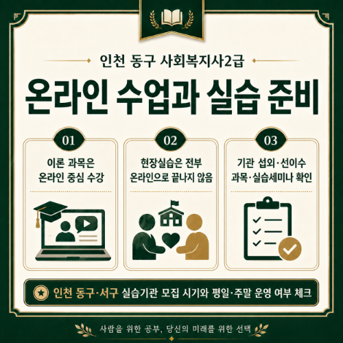 인천 동구 사회복지사2급 수업 및 실습