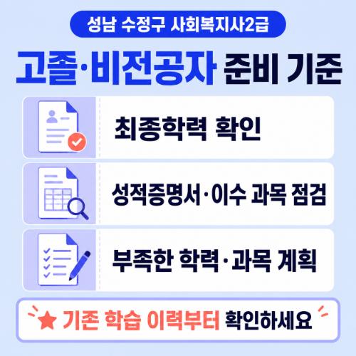 성남 수정구 사회복지사2급 고졸 비전공자