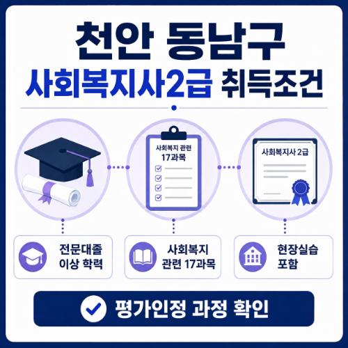 천안 동남구 사회복지사2급 조건